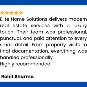 ⭐️⭐️⭐️⭐️⭐️ “Elite Home Solutions transformed our house beautifully. Their team was professional, punctual, and paid attention to every small detail. Highly recommended!” — Rohit Sharma (6)